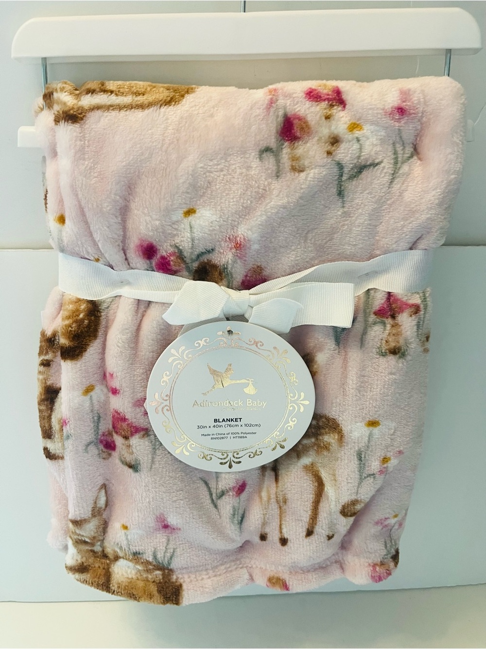 Adirondack Baby by Berkshire Pink Baby Blanket Fawn Deer Mushrooms Flowers